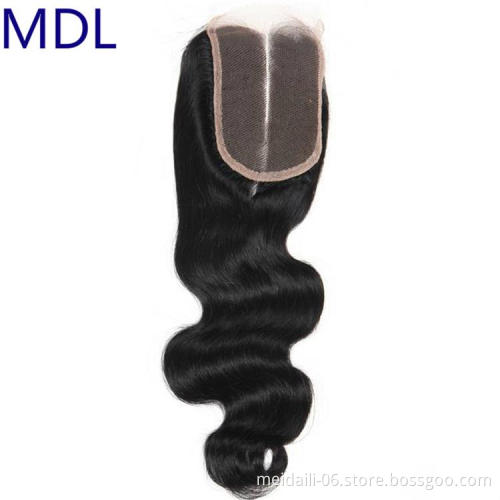 Virgin Indian Human Hair Cheap Top Quality Natural Color 4*4 Body Wave Lace Closure